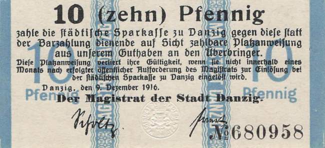 Danzig 10 Pfennig 1916
