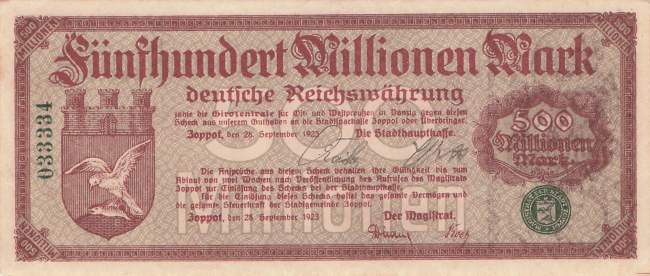 Zoppot 500 MIllionen Mark 1923
