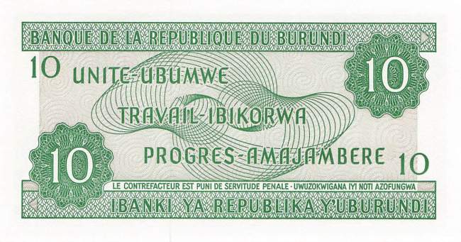 Burundi p33e 10 Francs 2007