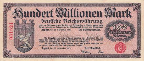 Zoppot 100 MIllionen Mark 1923