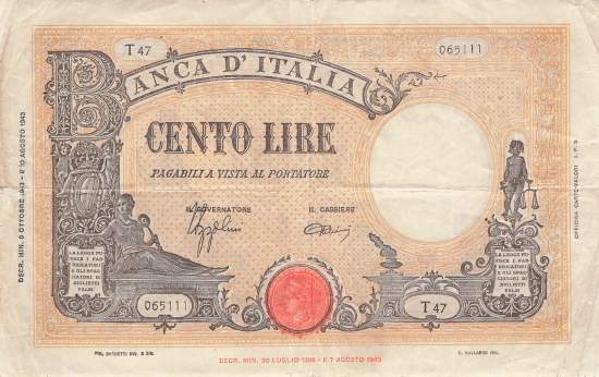100 Lire 1943 p.67a
