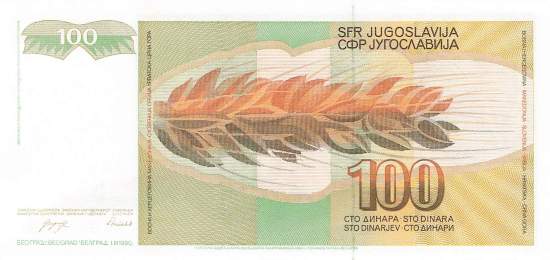 Jugoslawien p105 100 Dinara 1990